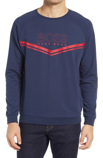 Shop Hugo Boss Hugo Authentic Logo Sweatshirt In Dark Blue