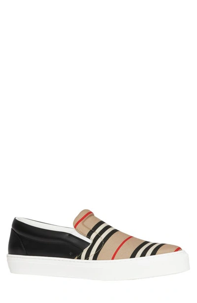 Shop Burberry Thompson Icon Stripe Slip-on Sneaker In Beige