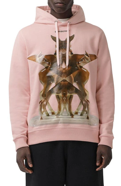 Shop Burberry Eversham Kaleidoscope Print Cotton Hoodie In Frosted Pink