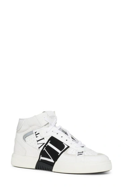 Shop Valentino Vl7n Logo Band High Top Sneaker In White/ Black