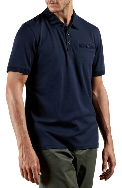Shop Ted Baker Pumpit Slim Fit Cotton Short Sleeve Polo In Navy