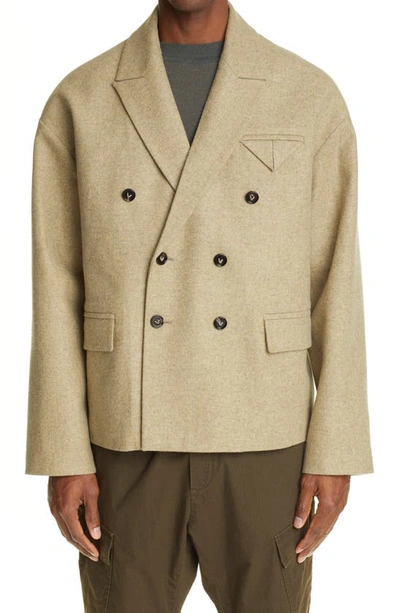 Shop Bottega Veneta Oversize Double Breasted Wool Blend Jacket In Chameleon