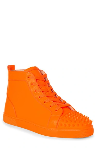 Shop Christian Louboutin Lou Spikes Orlato High Top Sneaker In Fizz/ Fizz