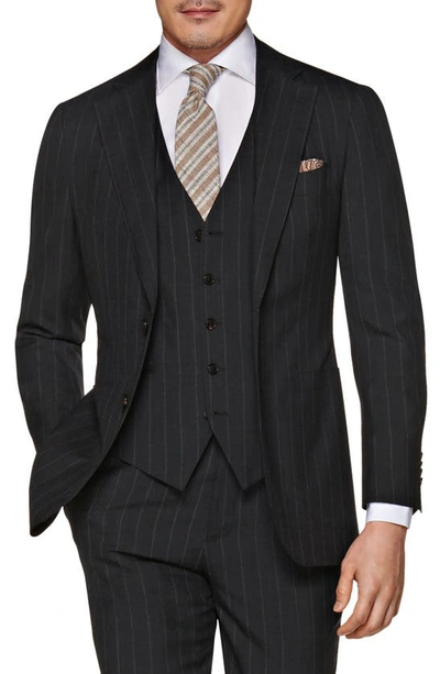 Shop Suitsupply Pinstripe Wool Three Piece Suit In Dark Grey