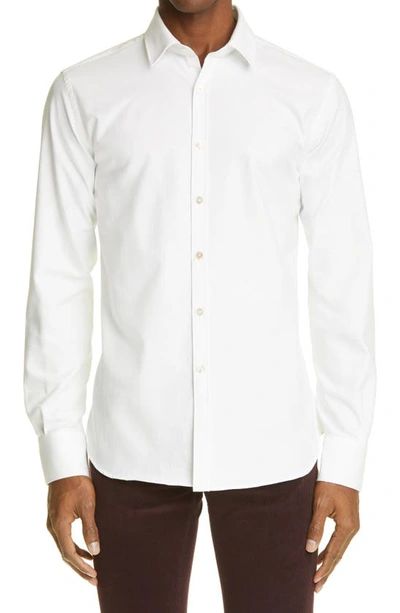 Shop Canali Cotton Button-up Shirt In White