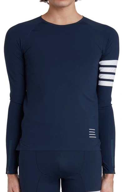 Shop Thom Browne 4-bar Long Sleeve Compression T-shirt In Navy