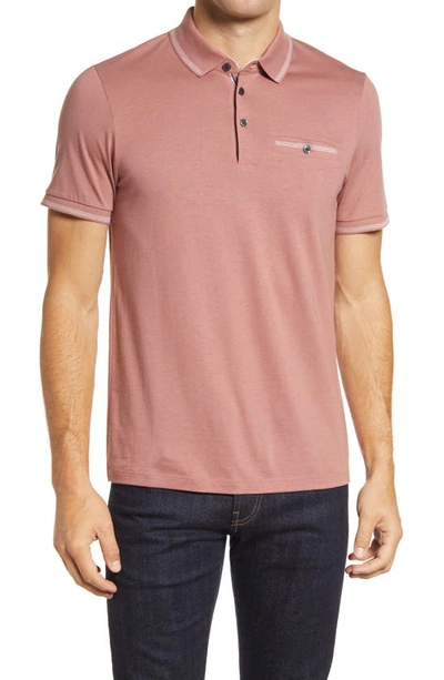 Shop Ted Baker Tortila Slim Fit Tipped Pocket Polo In Mid-pink