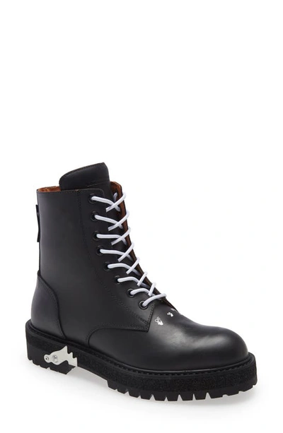 Shop Off-white Logo Lace-up Boot In Black