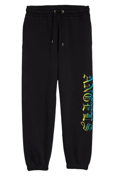 Shop Palm Angels Gothic Logo Sweatpants In Black Multicolor