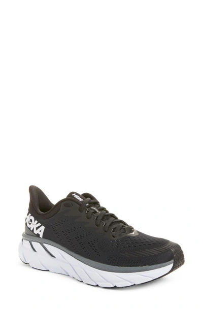 Shop Hoka One One Clifton 7 Running Shoe In Black/white