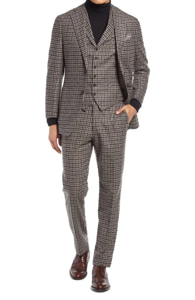 Shop Suitsupply Check Three Piece Wool Blend Suit In Mid Brown