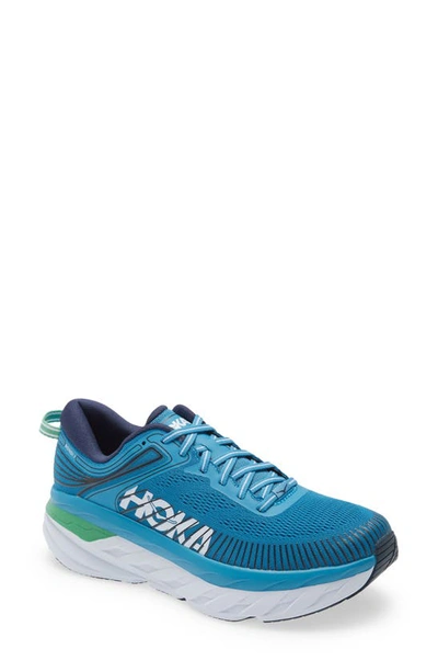 Shop Hoka One One Bondi 7 Running Shoe In Blue/ White