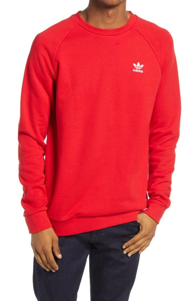 Shop Adidas Originals Essential Crewneck Sweatshirt In Scarlet/ White