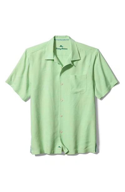Shop Tommy Bahama Royal Bermuda Standard Fit Silk Blend Camp Shirt In Jade Cream