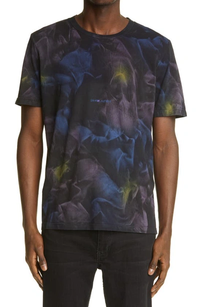 Shop Saint Laurent T-shirt In Noir/ Bleu/ Violet/