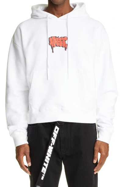 Shop Off-white Graffiti Graphic Hoodie In White/ Red