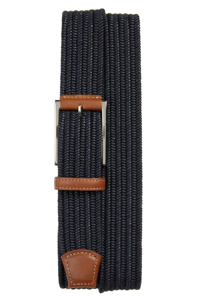 Shop Torino Woven Cotton Belt In Navy