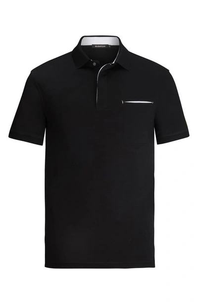 Shop Bugatchi Pima Cotton Short Sleeve Polo Shirt In Black