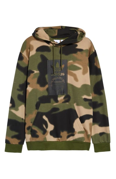 Shop Adidas Originals Camouflage Allover Print Hoodie In Wild Pine/ Multicolor/ Black