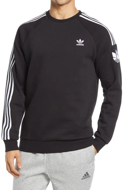 Shop Adidas Originals 3-stripes Crewneck Sweatshirt In Black