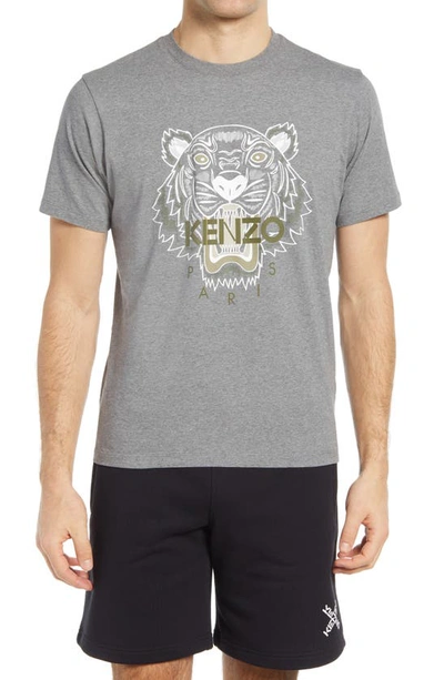 Shop Kenzo Classic Tiger Graphic Tee In Dove Grey