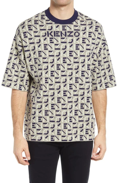 Shop Kenzo Monogram Oversize Sweater In Dove Grey