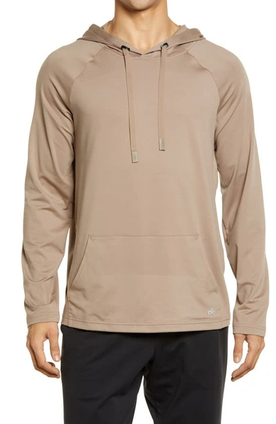 Shop Alo Yoga Conquer Hoodie In Gravel