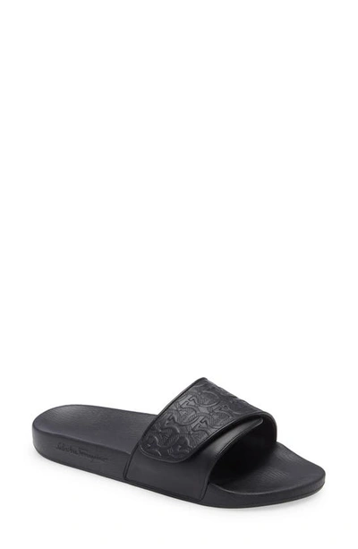 Shop Ferragamo Groove Slide Sandal In Black