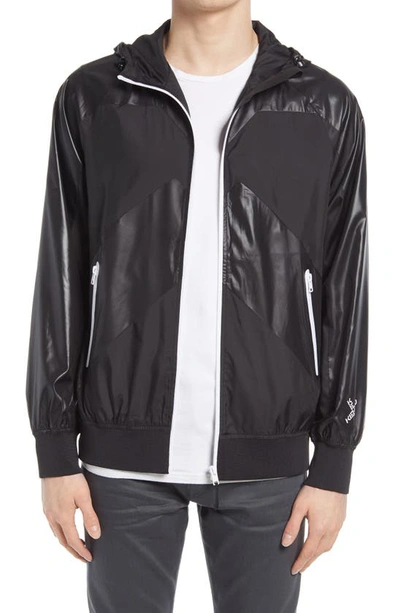 Shop Kenzo Sport Zip-up Hooded Windbreaker In Black