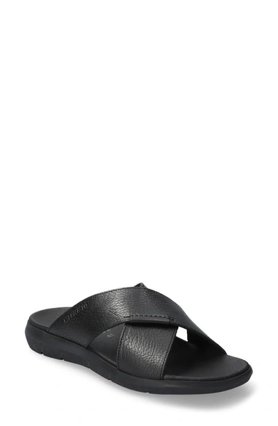 Shop Mephisto Conrad Slide Sandal In Black Leather