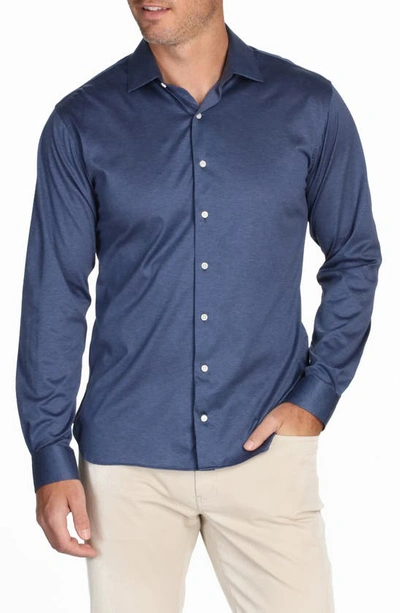 Shop Alton Lane The Zoom Cotton Button-up Shirt In Heathered Navy