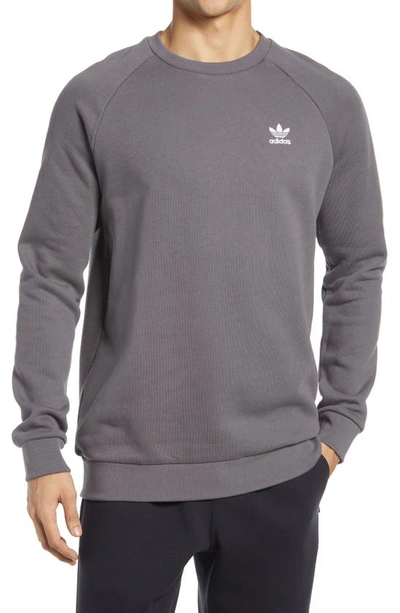 Shop Adidas Originals Essential Crewneck Sweatshirt In Grey Five