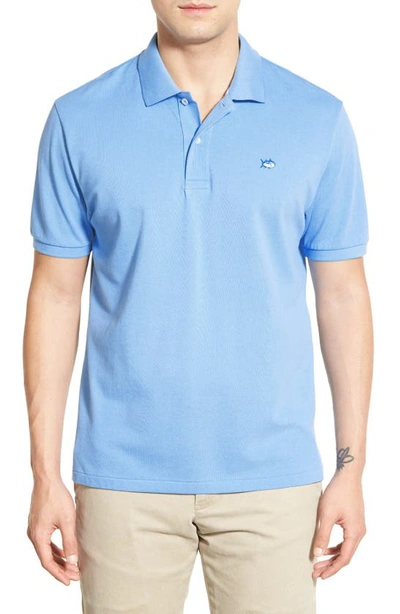 Shop Southern Tide Skipjack Micro Piqué Stretch Cotton Polo In Ocean Channel