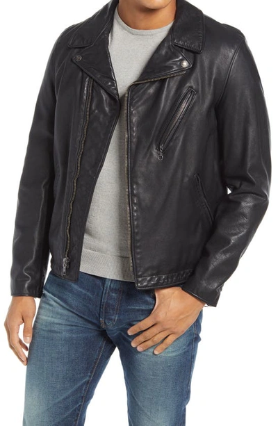 Shop Schott Leather Moto Jacket In Black