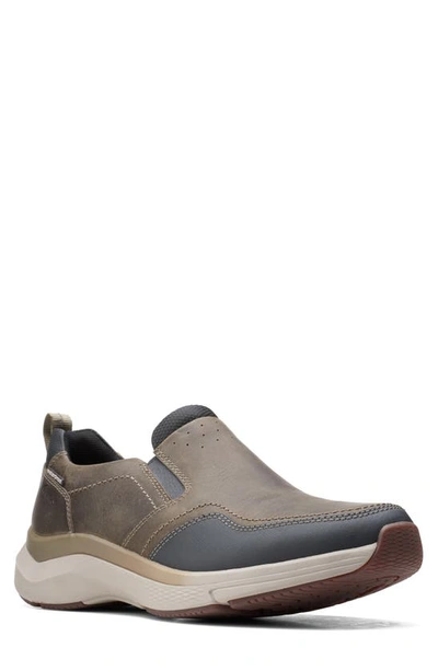 Shop Clarksr Wave 2.0 Waterproof Slip-on Sneaker In Sage Oily Tumbled Leather