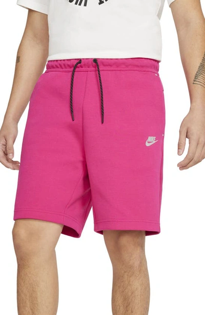Shop Nike Sportswear Tech Fleece Shorts In Fireberry/white
