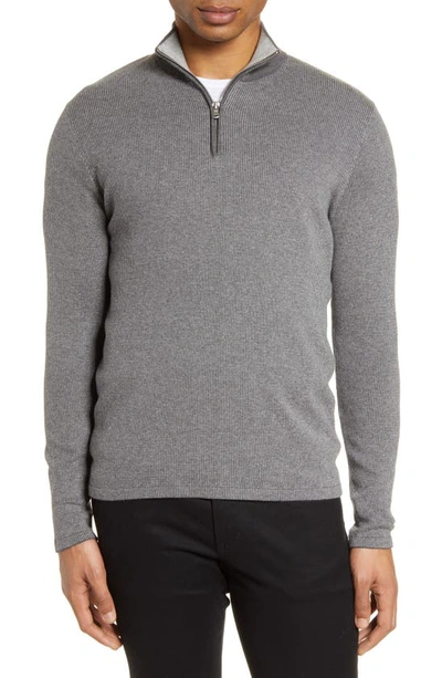 Shop Zachary Prell Newton Cotton & Cashmere Half Zip Pullover In Grey