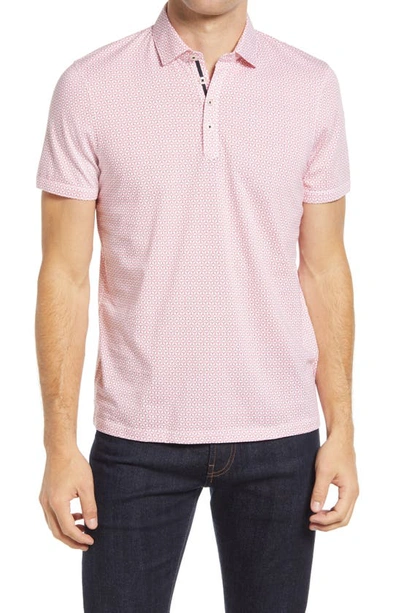 Shop Ted Baker Limbo Slim Fit Geometric Print Polo In Red