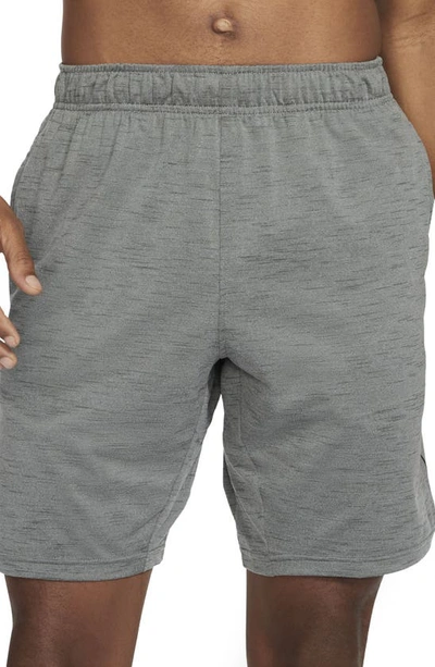 Shop Nike Dri-fit Yoga Shorts In Smoke Grey/iron Grey/blk