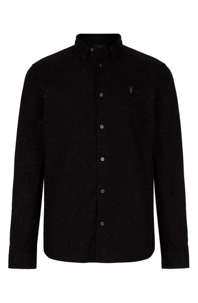 Shop Allsaints Petrel Slim Fit Speckled Button-up Shirt In Black