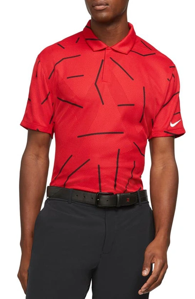 Shop Nike Dri-fit Tiger Woods Golf Polo In Gym Red/ Black