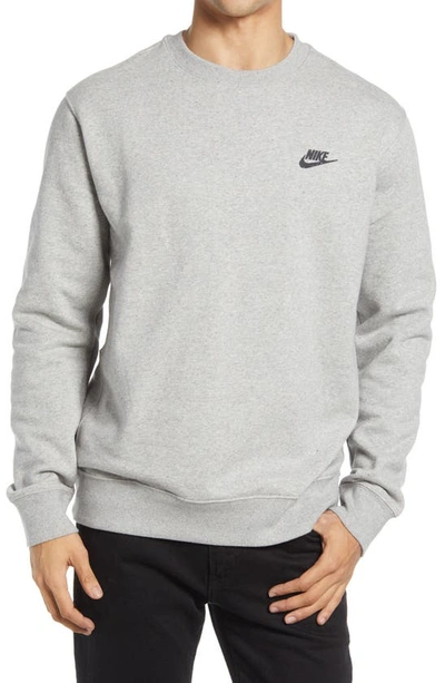 Shop Nike Sportswear Crewneck Sweatshirt In Grey Heather/ Dark Smoke Grey