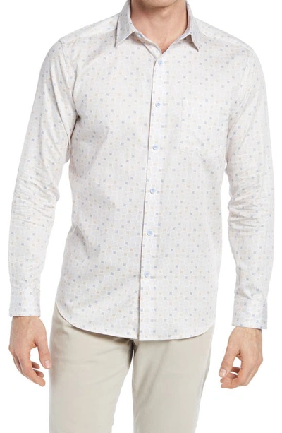 Shop Johnston & Murphy Dot Print Button-up Shirt In Tan