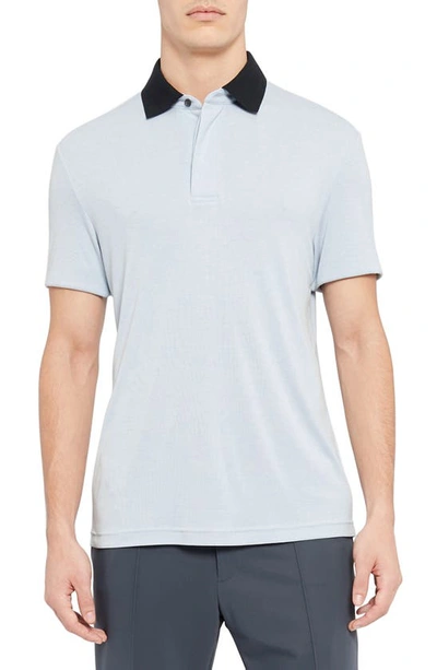 Shop Theory Kayser Regular Fit Short Sleeve Polo In Misty Blue