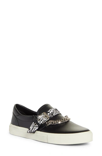 Shop Amiri Bandana Chain Slip-on Sneaker In Black