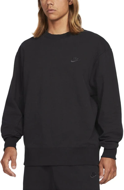 Shop Nike Sportswear Oversize Crewneck Sweatshirt In Black/ Off Noir