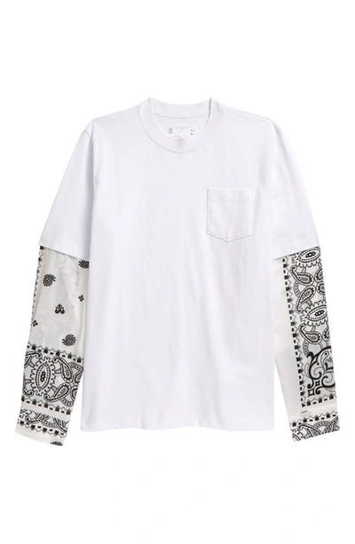 Shop Sacai Archive Print Mixed Media Layered T-shirt In White