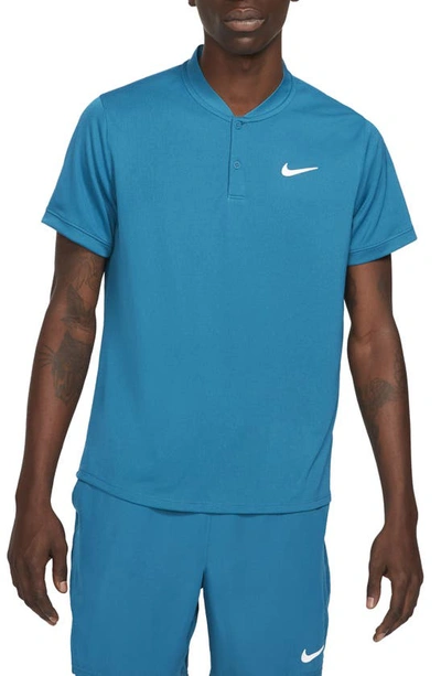 Shop Nike Dri-fit Tennis Polo In Green Abyss/white