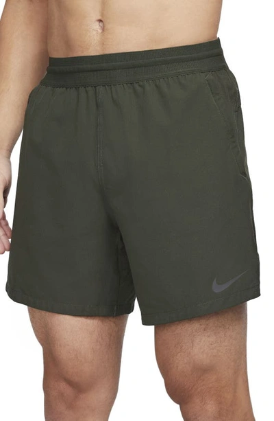 Shop Nike Pro Dri-fit Hybrid Athletic Shorts In Sequoia/black