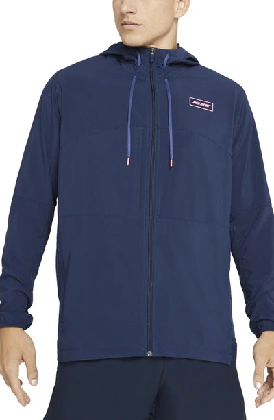 Nike Sport Clash Full Zip Hooded Training Jacket In Midnight Navy/sunset  Pulse | ModeSens